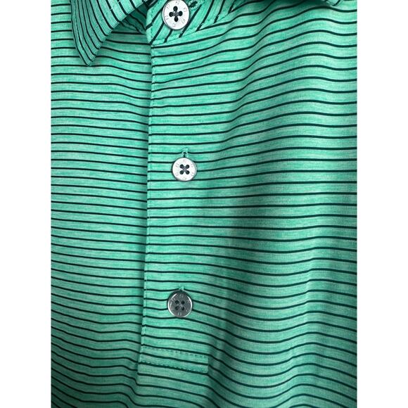 FOOTJOY FJ Golf Polo Shirt Striped Green Short Sleeve Athletic Men's Size Large - Picture 3 of 8